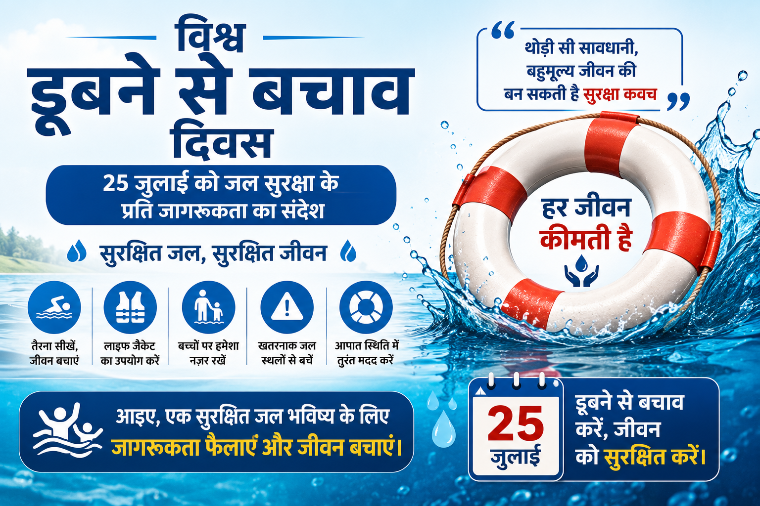 विश्व डूबने से बचाव दिवस जल सुरक्षा जागरूकता